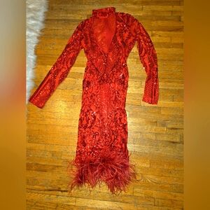 Elegant Red Sequin Dress